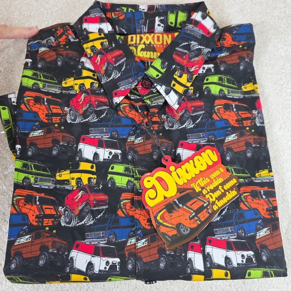 Dixxon Flannel Company Vannin Party Shirt Mens XL Black Graphic Button-Up NWT